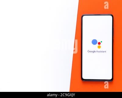 Assam, india - July 28, 2020 : Google assistance an artificial intelligence powered virtual assistant developed by google. Stock Photo