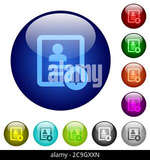 Contact notifications icons on round color glass buttons Stock Vector