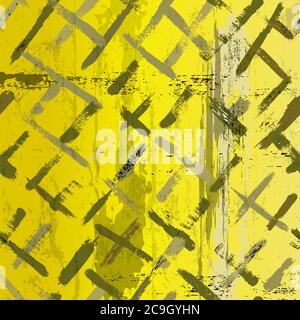 abstract background, with strokes and splashes, on yellow, seamless Stock Vector