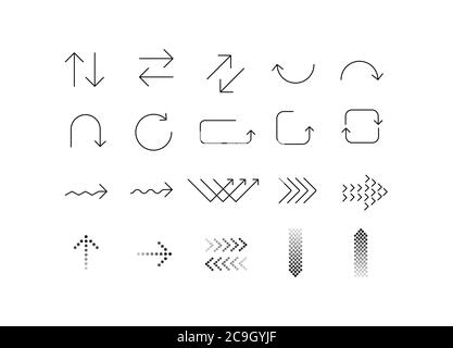 Arrow symbol icon set on white background. Stock Vector