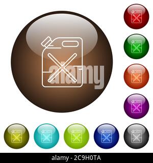 Gas can white icons on round color glass buttons Stock Vector