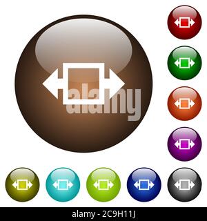 Width tool white icons on round color glass buttons Stock Vector