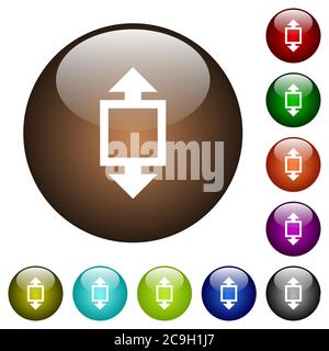 Height tool white icons on round color glass buttons Stock Vector