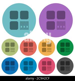 Archive component darker flat icons on color round background Stock Vector