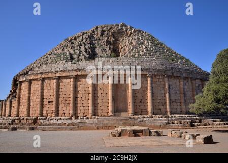 The Royal Mausoleum of Mauretania . a funerary monument of y Berber kinlocated on the road between Cherchell and Algiers, in Tipaza Province, Algeria. Stock Photo