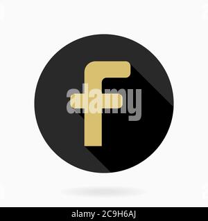 Golden Vector Flat Icon With Letter F Stock Vector