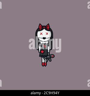 Gothic style ragdoll vector illustration for Doll Day on August 2nd. Stock Vector