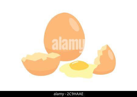 Eggs isolated on white background. Eggs are a cheap source of protein. Stock Vector
