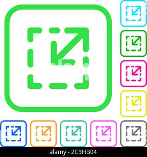 Resize element vivid colored flat icons in curved borders on white background Stock Vector