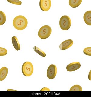 Dollar coins seamless pattern background. Seamless dollar coins pattern background. Stock Vector
