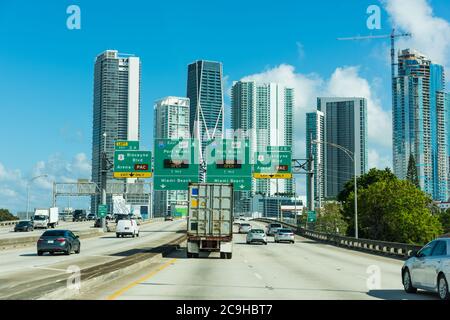 Miami, Florida 9-28-19: Miami Marine Stadium designed by Hilario Candela on  Virginia Key with Miami skyline and Rickenbacker Causeway in background  Stock Photo - Alamy