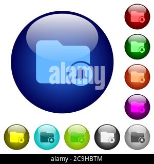 Directory alerts icons on round color glass buttons Stock Vector