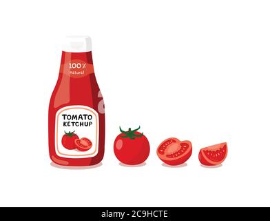 Tomato ketchup isolated on white background. Stock Vector