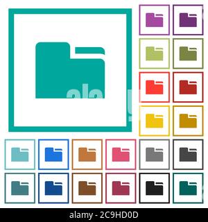 Tab folder flat color icons with quadrant frames on white background Stock Vector