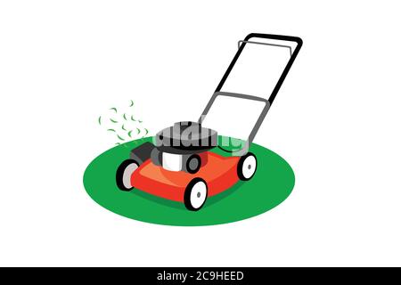 Lawn mower isolated on white background. Stock Vector