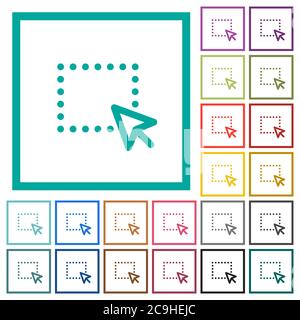 Drag and drop operation flat color icons with quadrant frames on white background Stock Vector