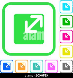 Resize window vivid colored flat icons in curved borders on white background Stock Vector