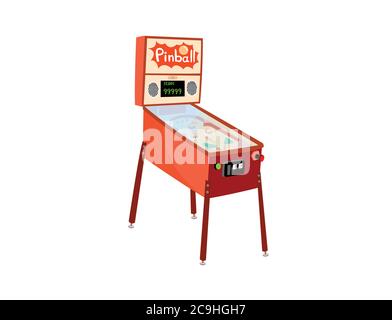 Pinball machine isolated on white background. Stock Vector