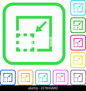 Minimize element vivid colored flat icons in curved borders on white background Stock Vector
