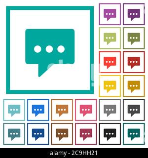 Working chat flat color icons with quadrant frames on white background Stock Vector