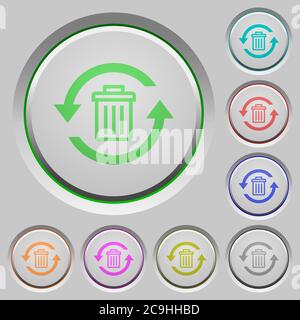 Undelete color icons on sunk push buttons Stock Vector