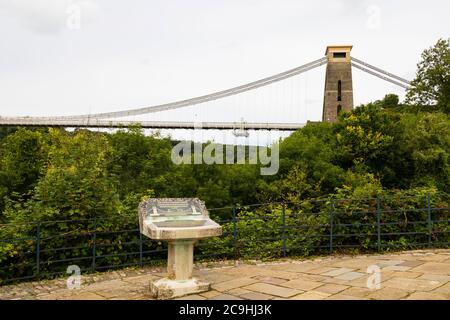 Isambard Kingdom Brunel Clifton Suspension Bridge over the Avon Gorge, seen from the Lectern, between Clifton and Leigh Woods in North Somerset. Brist Stock Photo