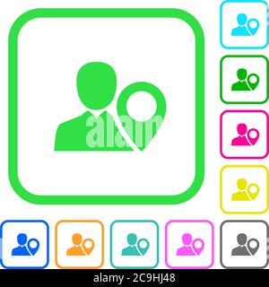 User location vivid colored flat icons in curved borders on white background Stock Vector