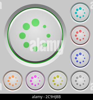 Preloader symbol color icons on sunk push buttons Stock Vector