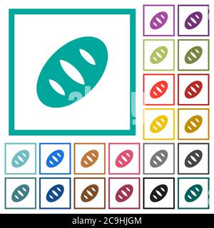 Bread flat color icons with quadrant frames on white background Stock Vector