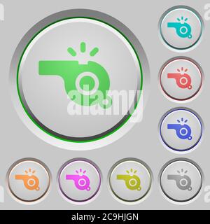 Whistle color icons on sunk push buttons Stock Vector