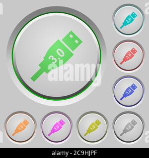 High speed USB color icons on sunk push buttons Stock Vector