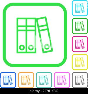 Document folders vivid colored flat icons in curved borders on white background Stock Vector
