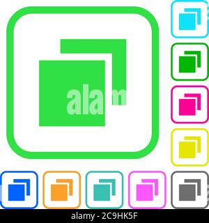 Overlapping elements vivid colored flat icons in curved borders on white background Stock Vector