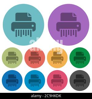 Office shredder darker flat icons on color round background Stock Vector
