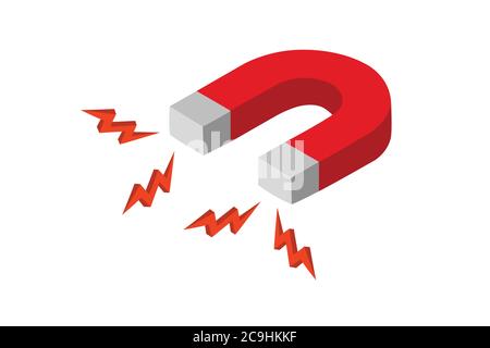 Magnets have iron suction properties. Magnets can cause magnetic fields that is it can send the force of suction or the thrust out around it. Stock Vector