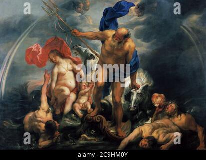 Jacob Jordaens - Neptune and Amphitrite in the storm, 1644. Stock Photo