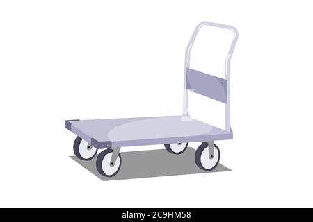 Stainless steel platform truck isolated on white background. Stock Vector