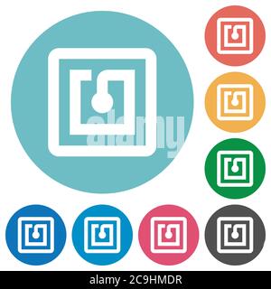 NFC sticker flat white icons on round color backgrounds Stock Vector