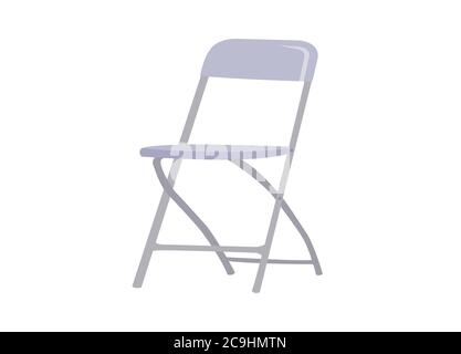 Steel foldable chair isolated on white background. Stock Vector
