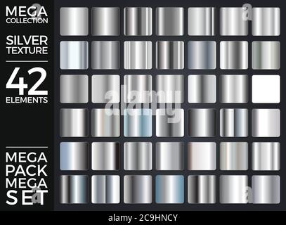 Vector Set of Silver Gradients, Silver Squares Collection, Textures Group Eps 10 Stock Vector