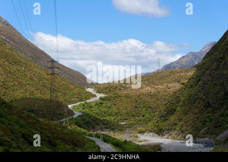 Otira Gorge along the Great Alpine Highway, New Zealand Stock Photo