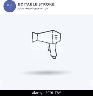 Hairdryer icon vector, filled flat sign, solid pictogram isolated on white, logo illustration. Hairdryer icon for presentation. Stock Vector