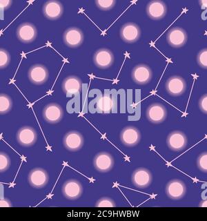 moons, ans stars constellations seamless vector pattern Stock Vector