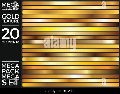 Vector Set of Gold Gradients, Golden Squares Collection, Textures Group Eps 10 Stock Vector
