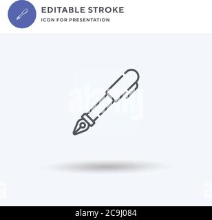 Fountain Pen icon vector, filled flat sign, solid pictogram isolated on white, logo illustration. Fountain Pen icon for presentation. Stock Vector