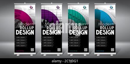 Roll-up templates (85x200 cm) - modern office buildings, skyscrapers Stock Vector