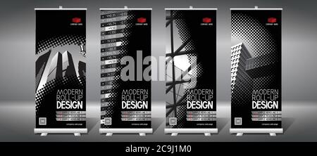Roll-up templates (85x200 cm) - modern office buildings, skyscrapers Stock Vector