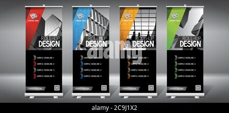 Roll-up templates (85x200 cm) - modern office buildings, skyscrapers Stock Vector