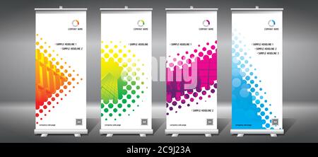 Roll-up templates (85x200 cm) - modern office buildings, skyscrapers Stock Vector