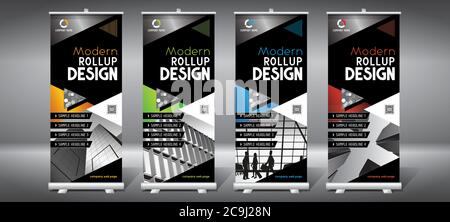 Roll-up templates (85x200 cm) - modern office buildings, skyscrapers Stock Vector